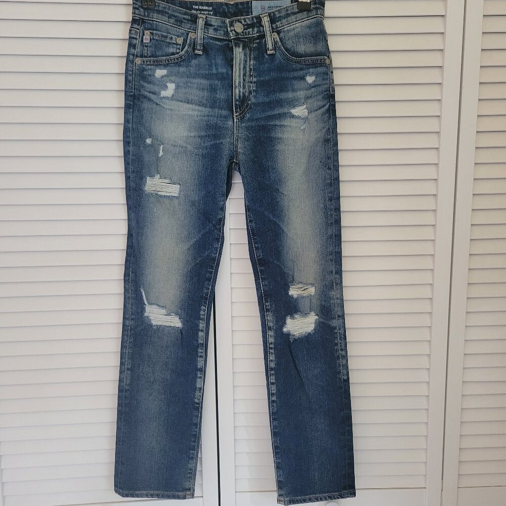 AG Isabelle High Rise Distressed Crop Torn Jean in 17 Years Free Spirit